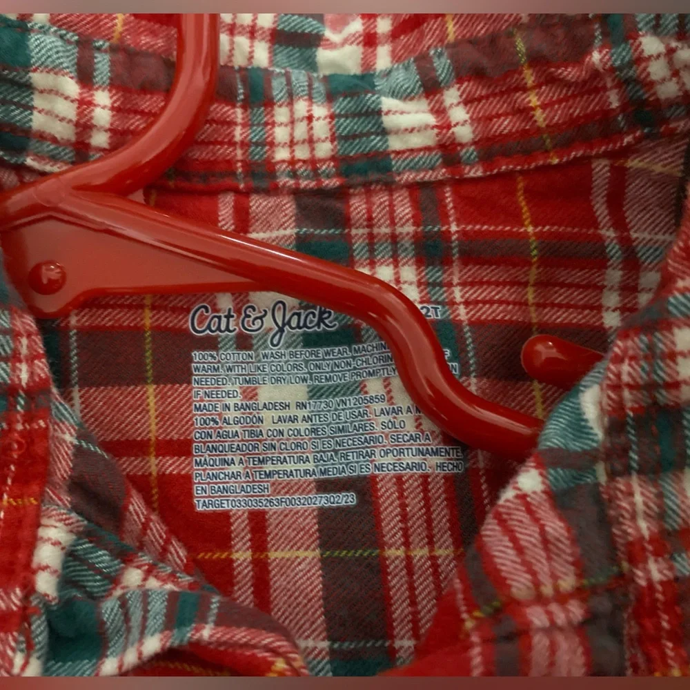 Ralph Lauren Excellent Condition Red Plaid Button Down and Cat and Jack 2T - Picture 2 of 4